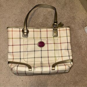 Coach Multicolor Plaid Tote Bag